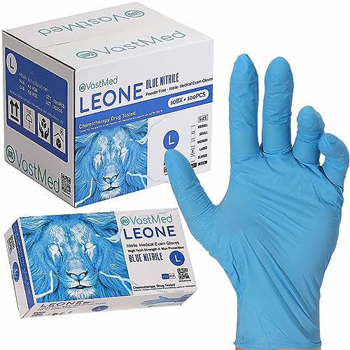 VASTMED 500PCs Dental/Medical Grade LEONE Nitrile Exam Gloves Surgical Gloves 4.0G Finger Tips Texture Disposable Latex/Powder-Free