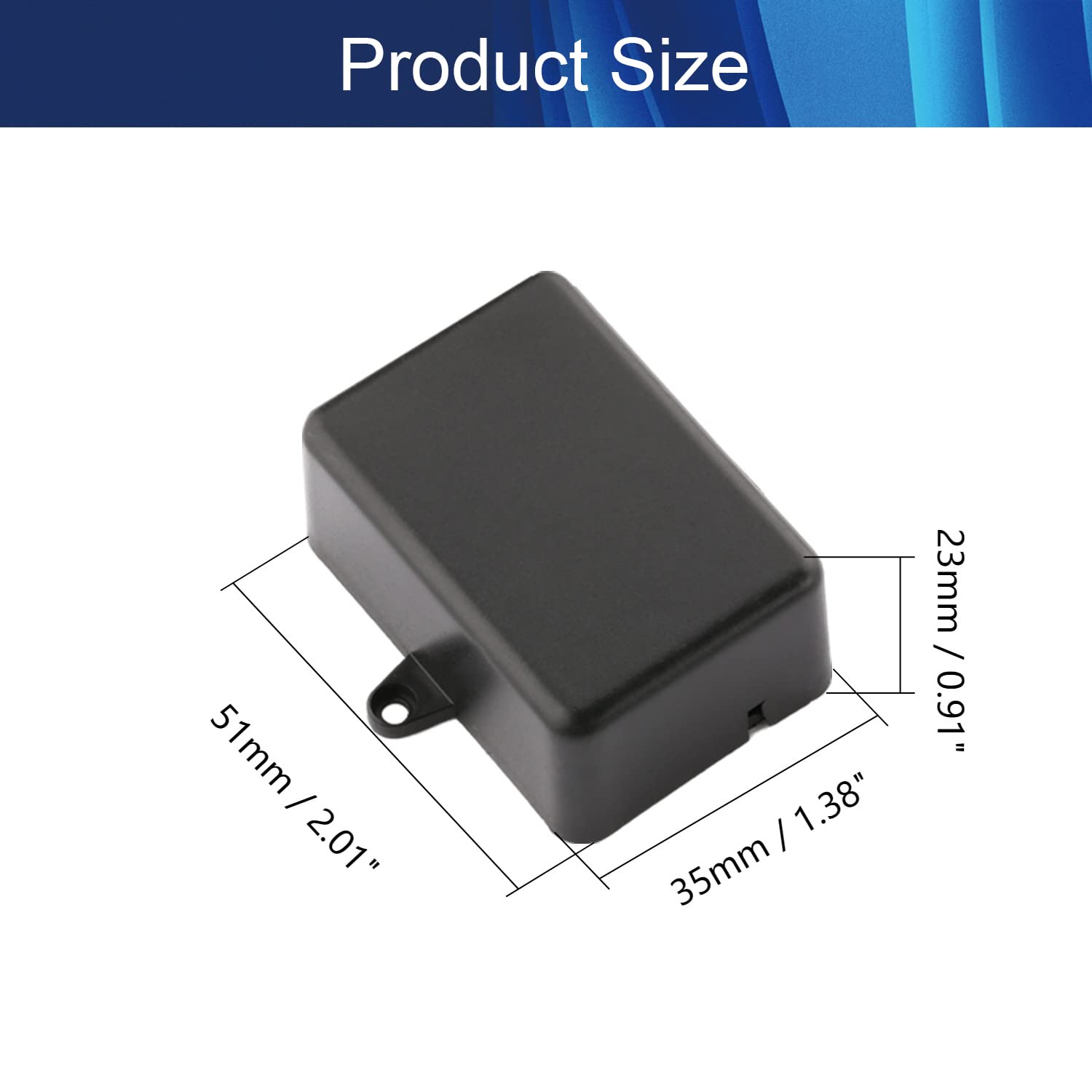Bettomshin 9Pcs Dustproof Electronic Junction Box Plastic Enclosure Project Box with Ear for Electronic Projects ABS Black 2.01" x 1.38" x 0.91"