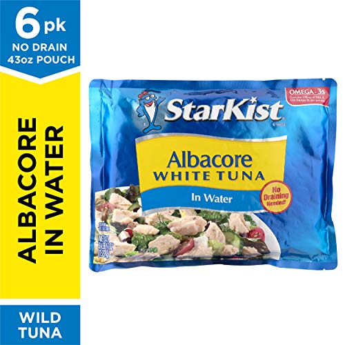 Image of StarKist Wild Caught Albacore White Tuna in Water, 43oz Pouch, 6-Pack | 19g Protein Per Serving, Gluten Free, Soy Free, Ready to Eat, No Draining, 90 Calories Per Serving, Great for Meals & Snacks