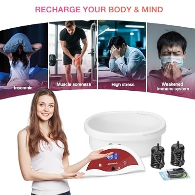 veicomtech Ionic Foot Bath Detox Machine, Foot Detox Machine, Ionic Foot Spa Kit with 10 Ginger Tablets 2 Arrays 25 Tub Liners for Home use or Salon