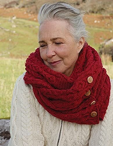 Irish Merino Wool Snood Scarf, Honeycomb Cable Knit, 60 x 14 inches, Made in Ireland2