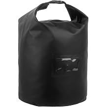 Klmnop 22 lbs Wood Pellet Storage Bag, Waterproof 500D Oxford Fabric Container with Handle and PVC Label Window for Pellets and Charcoal, Wood ChipsBlack