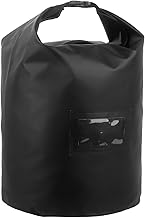 Klmnop 22 lbs Wood Pellet Storage Bag, Waterproof 500D Oxford Fabric Container with Handle and PVC Label Window for Pellets and Charcoal, Wood Chips(Black)