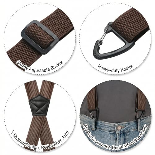 Image of SUNEZLGO Suspenders for Men Heavy Duty, X Back Hidden Suspender 1.5 inch Under Clothing, Adjustable Work Suspenders for Men Women