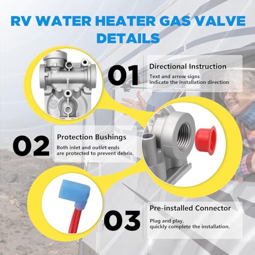 Image of AITKEN 93844 RV Gas Valve for Atwood 6 /10 Gallon DSI Water Heaters | Fits Atwood 6 /10 Gallon DSI Water Heaters; Replaces 93844, 20342