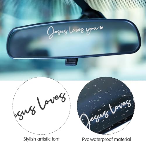 Image of 3x inchJesus Love You inch Car Rear View Mirror Stickers, Rearview Mirror Decal Car Window Decals Affirmation Reminder Sticker Laptop Bumper Sticker for Him Women Water Bottle Laptop Accessories Gifts
