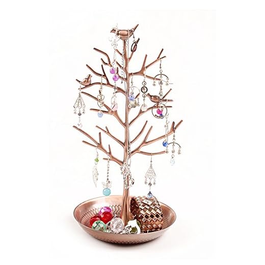 Dazone Birds Baumschmuckständer Anzeige Ohrring-Halsketten-Halter Schmuckständer (Antique Bronze)