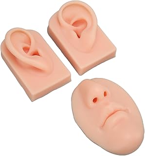 3D Silicone Nose and Mouth Model Face Silicone Model for Ear Nose Mouth,Silicone Model for Nose Earrings Display,Piercing Practice Tool (Light Skin Color)