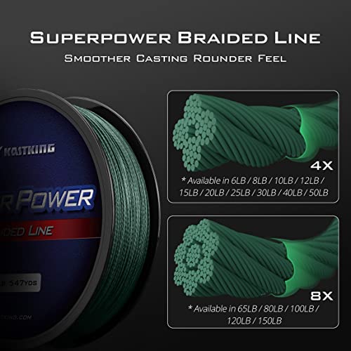 Kastking Superpower Braided Fishing Line,Moss Green,30 Lb,327 Yds #TOP1