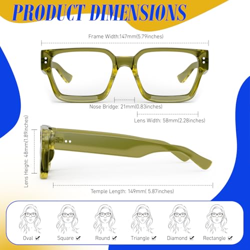 Image of Sunier Oversized Thick Square Fake Clear Lens Glasses Women Men 100% UV400