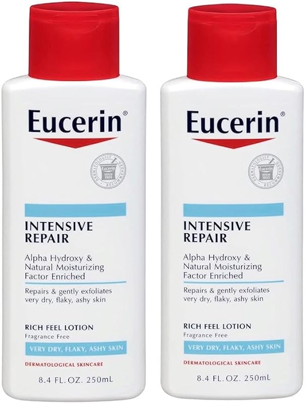 Loção Corporal Eucerin Intensive Repair para Pele Muito Seca, 250 mL, Pacote com 2