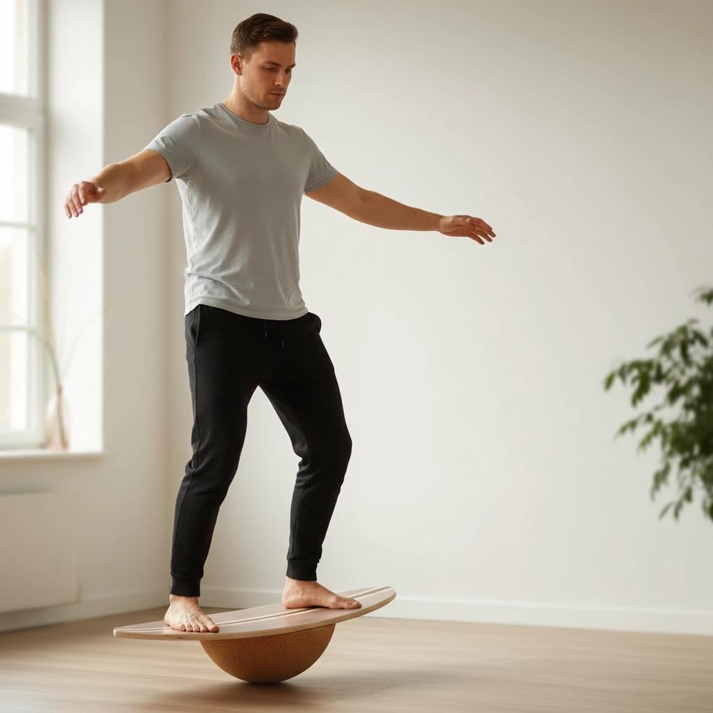 Bola de entrenamiento de corcho, 30 cm de diámetro, 10 cm de altura, diseño antideslizante para tabla de equilibrio/rehabilitación, fitness, yoga, pilates, material natural, ecológico