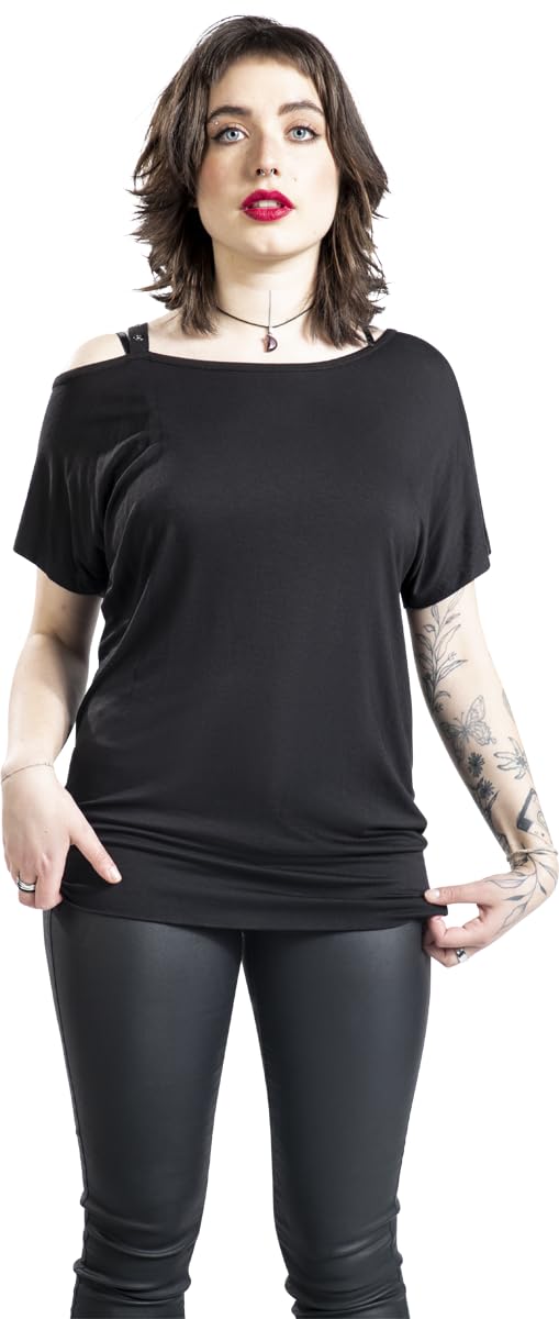 Black Premium by EMP Mujer Camiseta One-Shoulder-Shirt Negro
