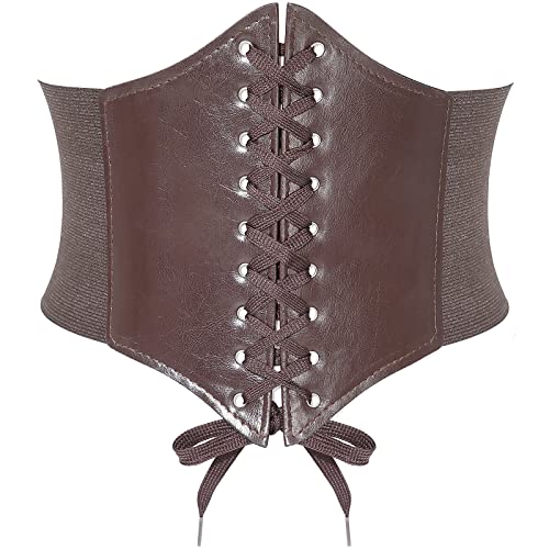 Corset Elastic Waist Belt for Women, Elastic Costume Cinch Waspie Corset Belt Bustiers Lace-up for Dress