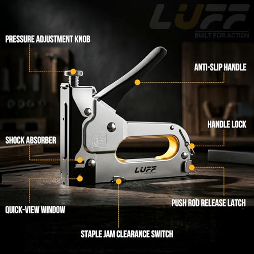 Image of Staple Gun - LUFF 3 in 1 Heavy Duty Stapler Gun with Staple Remover and 3000 Staples for Upholstery, Manual Brad Nailer Power Adjustment Stapler Gun for Wood, Decoration, Crafts DIY