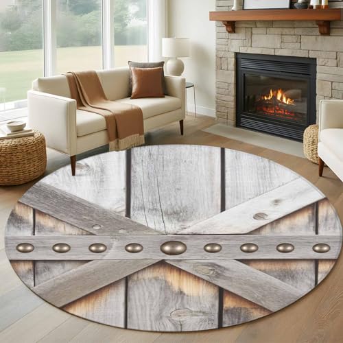 8ft Retro Barn Door Area Rug Non Slip Soft Washable