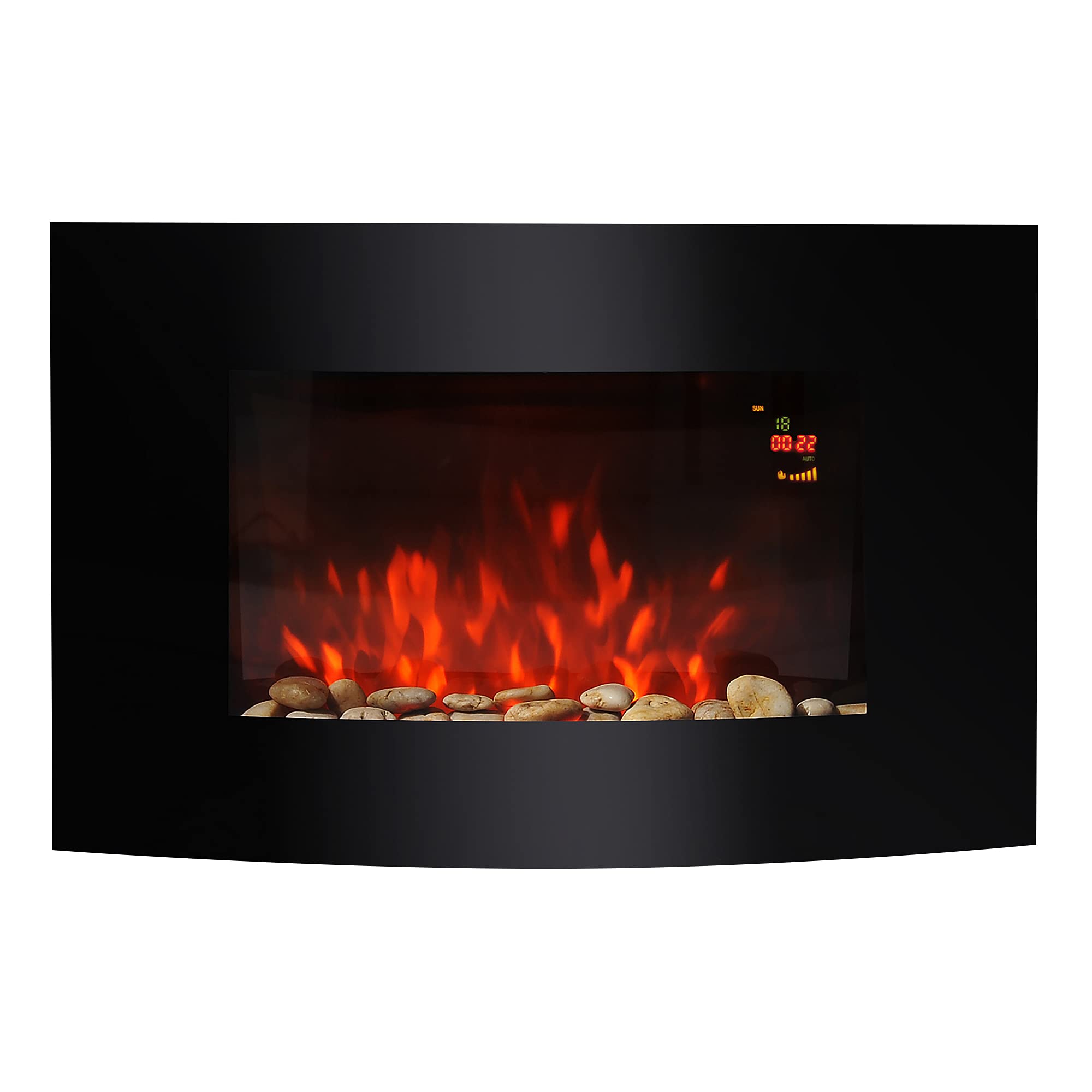 Led Wall Mounted Fireplace Curved Glass Electric Fire Place Fire Place 7 Colour Side