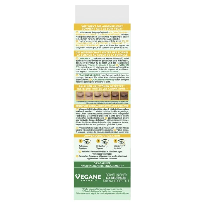 Garnier Eye Cream, With 4% Vitamin C, Brightening Eye Treatment For Dark Circles, Prevents Under Eye Bags And Puffiness, Vitamin C*, 15ml