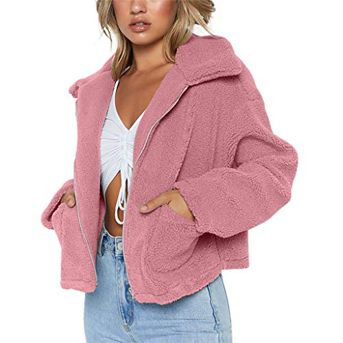 Manteau hiver chaud fausse fourrure femme col rond uni grande taille