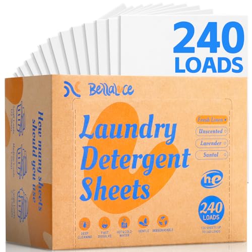 BellaLuce Laundry Detergent Sheets - Laundry Sheets, 240 Loads, Eco-Friendly,