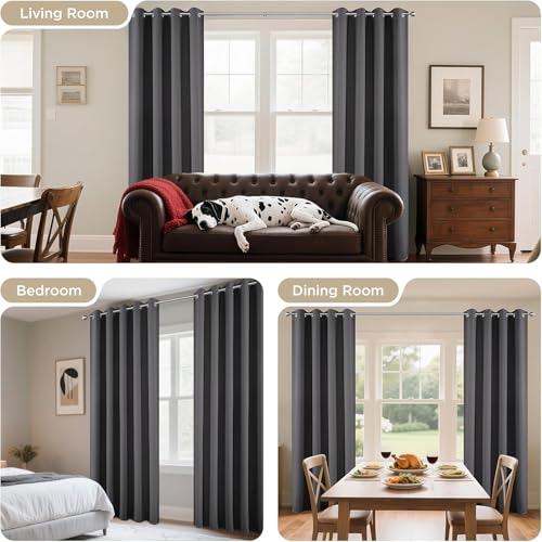 Image of 100% Blackout Curtains 60 Inches Window, 2 Thick Layers Heat and Full Light Blocking Soft Thermal Insulated Drapes for Bedroom (Set of 1 Pc, Gray, 5 Feet)