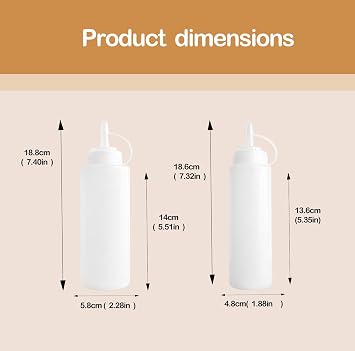 8 Pcs Squeeze Bottle 4pcs 250ml/8oz And 4pcs 360ml/12oz Total Capacity 2400ml Squeezy Bottles with Nozzles for Sauce, Sauce Bottle, Potion Bottles,Oil Bottle,Sauce Dispenser,Ketchup Bottle