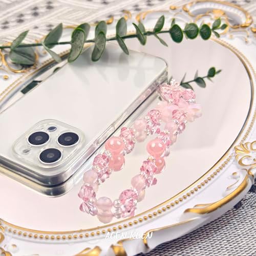 AGEN KGEN Phone Charms Cute Beaded Phone Lanyard Wrist Strap Aesthetic CellPhone Keychain Cute PhoneCharms for Women (4x Cute Pink) — view 6