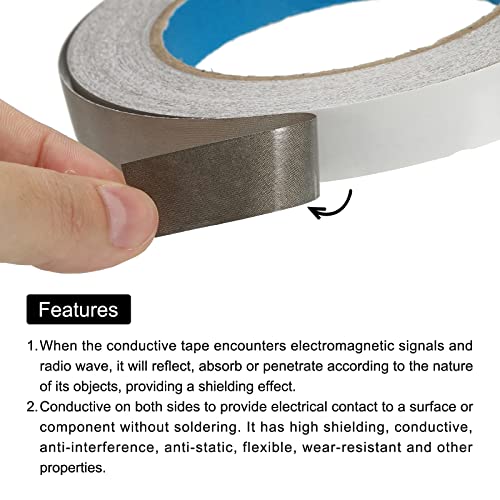 Image of MECCANIXITY Faraday Cloth Tape 0.59 inch W x 82 Feet Single Sided Conductive Cloth Fabric Adhesive Tape Roll for Laptop Cable EMI Shielding