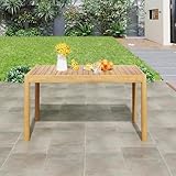 christopher knight home flemis patio rectangular acacia wood dining table slat panel design for 4 6 people outdoor table for dining set non slip foot pads garden and balcony light teak