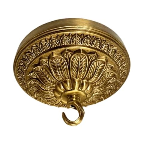 BEQUZON 5.9 inches Brass Canopy Kit for Chandelier and Ceiling Lights, Decorative Design, Hanging Fixture Mounting Plate Cover