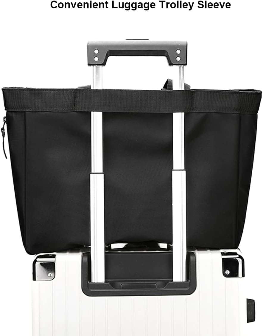 zhongningyifeng Men's Tote Bag 14-inch Laptop Nylon Waterproof Lightweight Business Casual Black Handbag for Work Travel - Image 5