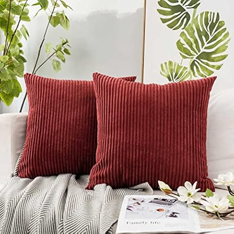 JUSPURBET Luxury Red Corduroy Cushion Covers Cover