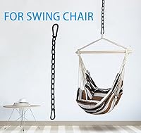 Vista 4 de 2 cadenas colgantes negras de servicio pesado con 4 mosquetones, herrajes para sillas para patio de juegos interior y exterior, sillas colgantes