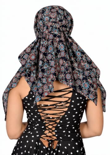 Image of Scarf Face Full Covering With Mask Head Hair Wrap Sun Protection For Women Cotton Printed Square All Season Wear