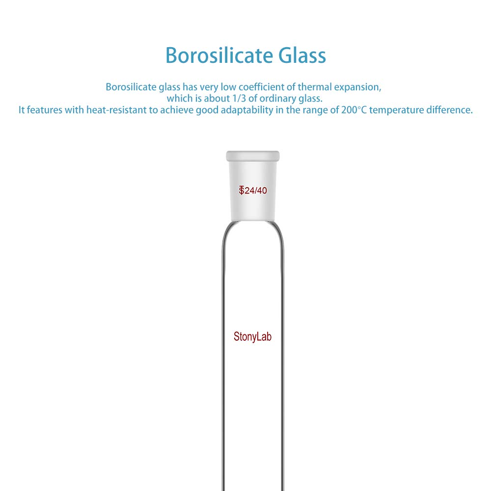stonylab Colonne de Chromatographie en Verre Borosilicate, Chromatography Column 24/40 Joint avec Disque Fritté et Robinet en PTFE, Longueur Effective de 300 mm et Colonne de 40 mm O.D