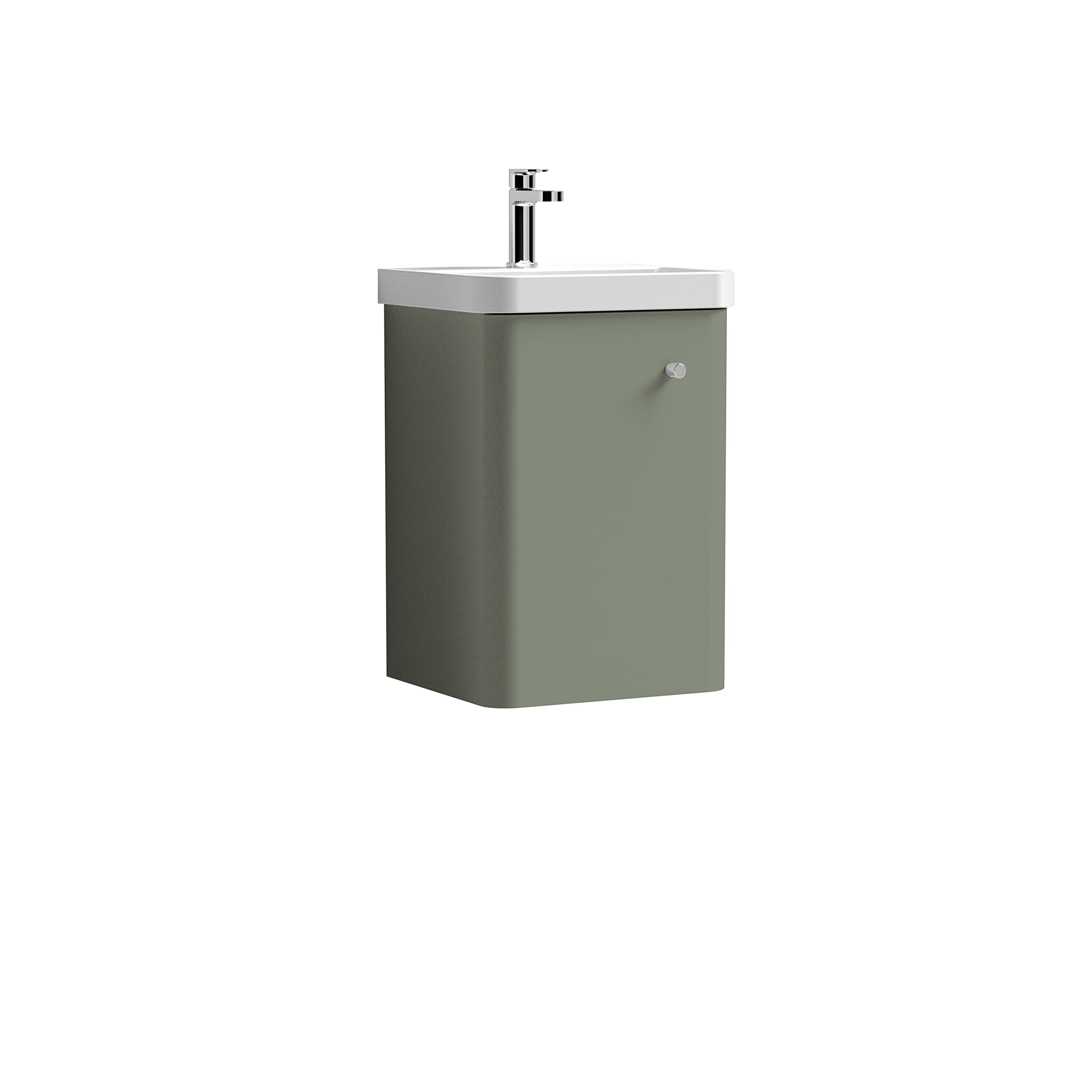 Nuie Satin Green Core Wall Hung Single Door Vanity Unit And Thin Edge Basin | | Mdf | 400Mm