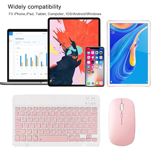 Image of Bluetooth Keyboard and Mouse Combo for iPad, 10 inch Wireless Keyboard & Mouse, Ultra-Slim Portable Rechargeable Keyboard for iPad Pro Air Mini iPhone Samsung Tablet, iPhone15 /14 /13 Pro
