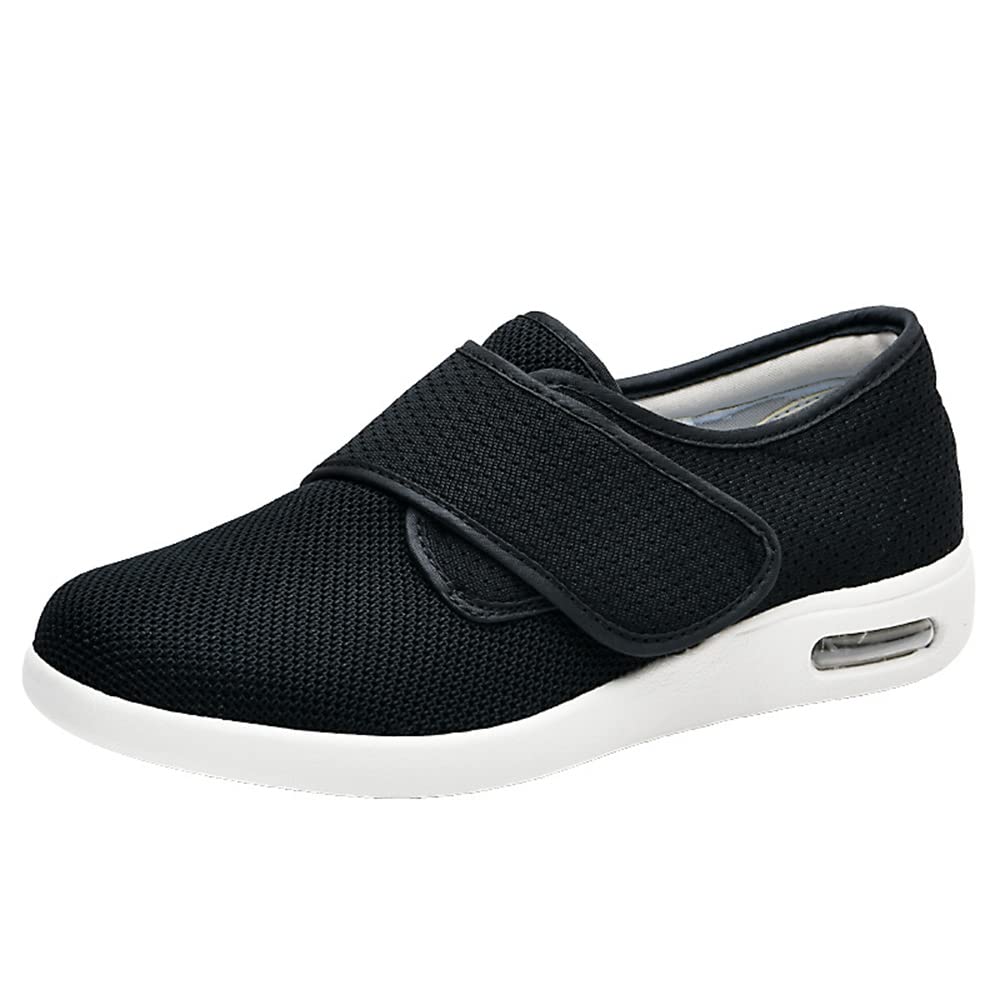 Donna Ortopedica Scarpe Diabetiche Edema Scarpe Swollen Piede Antiscivolo Traspirante Scarpa Ortopedica per i Pazienti Diabetici Scarpe da Passeggio Ortopediche,Nero,39EU