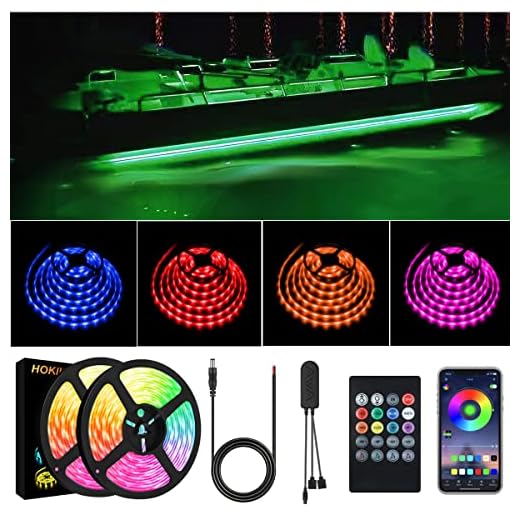 Led Strip Boat Lights Kit, 40FT Bluetooth Multi-Color Marine Pontoon Led Lights, Waterproof Boat Interior Light, Under Gunnel Deck Lights, Night Fishing Lights, APP/Remote Control, Sound Music Sync