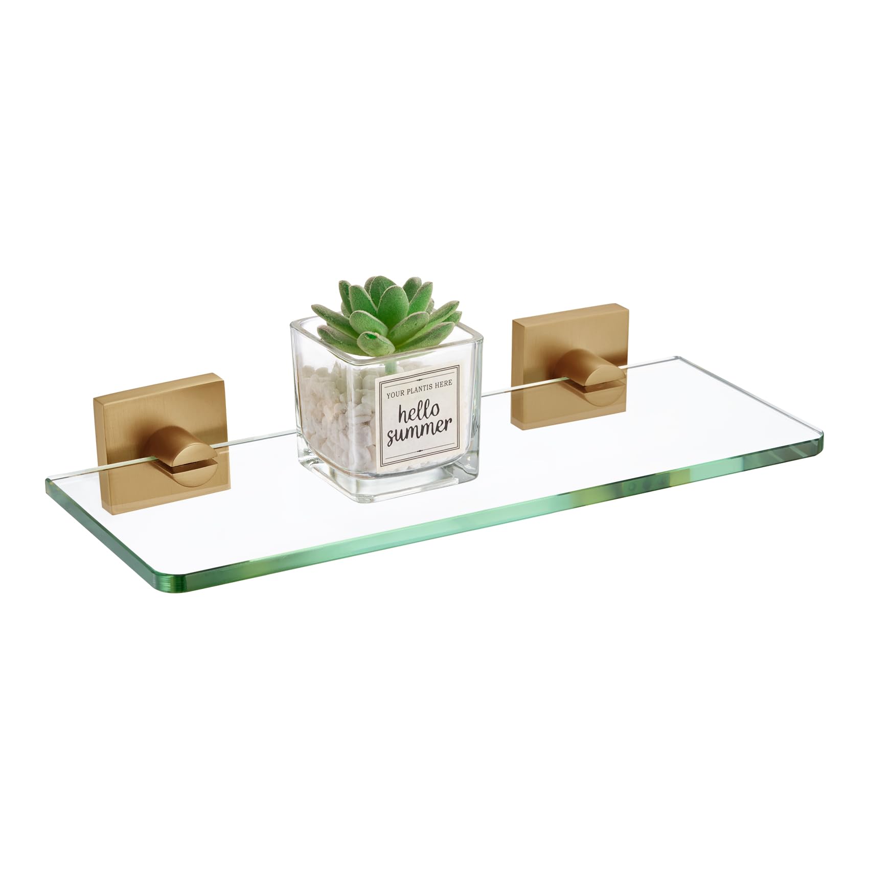 KOKOSIRI Glass Shelf Bathroom Hardware Kitchen Rack 12-Inch Floating Wall Shelves for Living Room, Shower Storage Champagne Bronze Steel B1107CPG-L12 — image 1