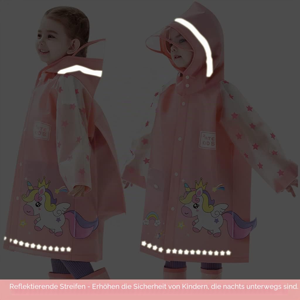 Kinder Regenponcho Kleinkind Regenmäntel Jungen Mädchen wasserdichte Regenjacken Netter Cartoon Regenbekleidung mit Rucksackabdeckung 1-8 Jahre