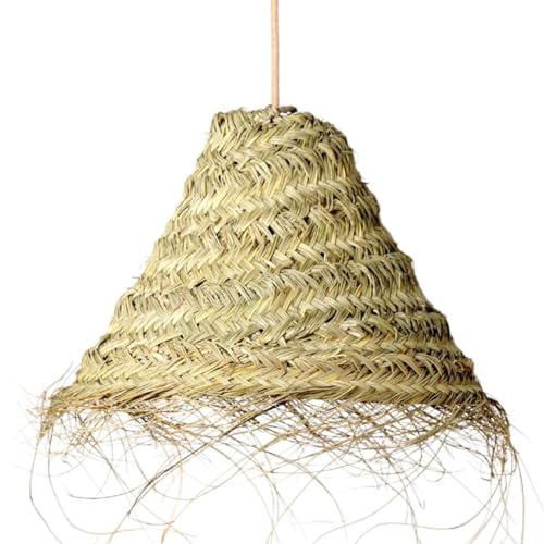 Suspension luminaire doum en osier tressé (S : 30x20cm, Cône)