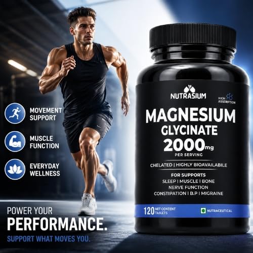 Magnesium Glycinate 2000 mg | Chealated Magnesium Supplement For Natural Sleep, Muscle Relaxation, Nerve Function, Heart & Bone Health, Stress & Calmness | 120 Tablets 4