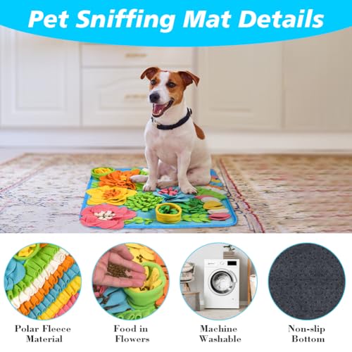 OSDUE Schnüffelteppich Hund, Futterschnüffel-Futtermatte, Hunde-Schnüffelmatte, Welpen-Trainingsmatte, Schnüffelspielzeug Interaktive Hundespielzeug, Hunde Spielteppich für Alle Hunderassen, 39 x 39CM