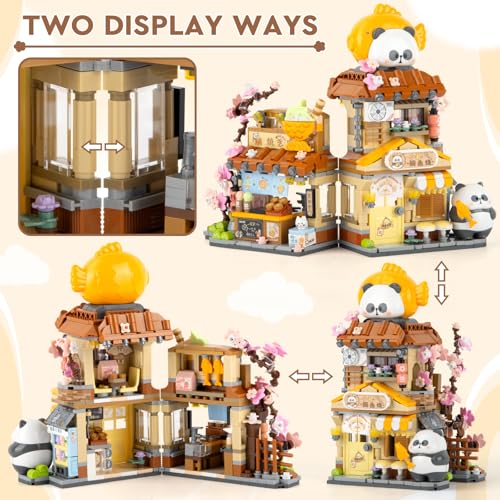 Finger Rock Street View Mini City Taiyaki Shop Building Set, Cute Panda Animals Building Toys Creative Architecture Set, Ideas Gifts for Adults Teens 14+ (858PCS) by Finger Rock - Used condition - Image 5