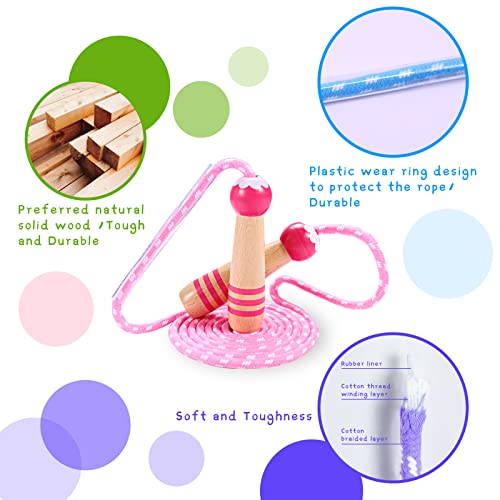 Jump Rope For Kids,Adjustable Cotton Braided Fitness Kids Skipping Rope With Wooden Handle For Outdoor Fun Activity Exercise Jump Rope Set For Boys Girls /4 Pack #TOP1