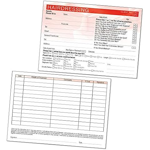 Hairdressing Client Record Card - Treatment Consultation Form for Mobile Therapists & Salons A6 Pack of 50 - Landscape Cover