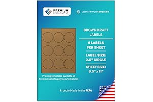 Avery 22808 Kraft Brown Sticker Round Labels 2.5" Circle Laser/Inkjet Compatible