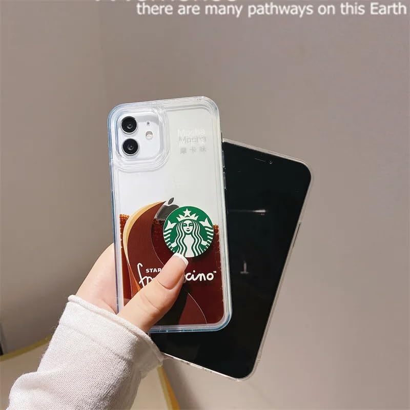 Image of COVERLY Compatible for iPhone 12 Pro Silicone | Brown | Mobile Phone Case for iPhone| Printed Sticker Float Design Style | Slim Back Cover | Starbuck | Hard Ultra Protective Pack of 1 (iPhone 12 Pro)