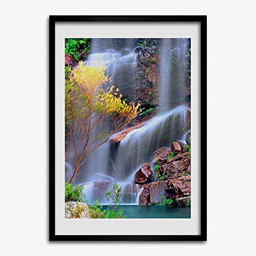 Cadre photo 50x70 cm Tulup avec affiche de chute d'eau et structure en bois MDF moderne